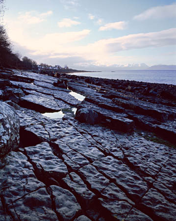 Milltown and rock beach